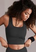 active by Lascana Crop-top -Sport Top met rimpeling en mesh-inzetten