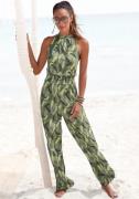 s.Oliver RED LABEL Beachwear Jumpsuit met bladerenprint en brede smock...