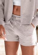 NU 20% KORTING: Lascana Sweatshort met logo-borduurwerk, loungepak