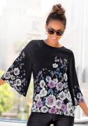 Lascana Blouse zonder sluiting met bloemenprint en trompetmouwen, blus...