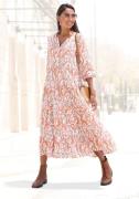 Lascana Maxi-jurk met all-over print en volants, lange mouwen, jurk me...