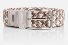 MONTI Leren riem 3,5 cm breed, elastisch gevlochten riem, met suede