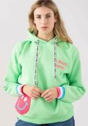 Zwillingsherz Hoodie Always Happy met smiley-print van frotté en neon ...