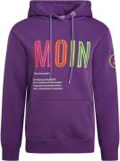 Zwillingsherz Sweatshirt met geborduurd "moin"-schrift in neonkleuren