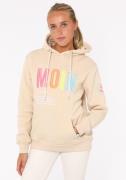 Zwillingsherz Sweatshirt met geborduurd "moin"-schrift in neonkleuren