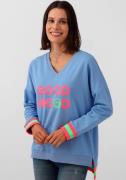 Zwillingsherz Sweatshirt DANA met "good mood"-opdruk en neonkleurige b...