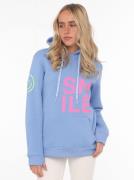 Zwillingsherz Sweatshirt met "smile"-opdruk in neonkleur en geborduurd...