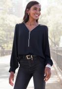 NU 20% KORTING: Lascana Blouse met lange mouwen met ritsdetail, elegan...