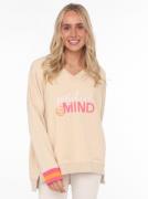 NU 20% KORTING: Zwillingsherz Sweatshirt met v-hals, "positive mind"-b...