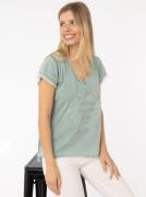 Zwillingsherz T-shirt Positive Mind met v-halslijn, stempeldruk en zoo...