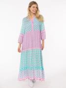 Zwillingsherz Maxi-jurk Positive Vibes met patroonmix, knoopsluiting e...