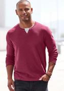 H.I.S Gebreide trui Pullover met hoogwaardige halsafwerking in double-...