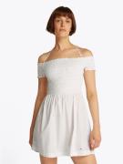 TOMMY JEANS Gesmokte jurk TJW RUCHE F&F POPLIN DRESS EXT