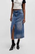 HUGO Blue Midirok Gebana Authentic washed met kleine destroyed-effecte...