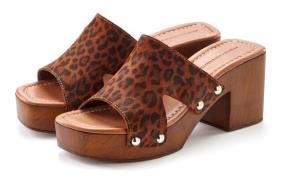 French Connection Slippers Mule, sandaal, open schoen van leer met blo...