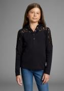 KIDSWORLD Capuchonshirt Shirt met kantinzet voor meisjes Trendy shirt ...