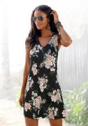 Lascana Strandjurk met bloemenprint, mini jurk, zomerjurk