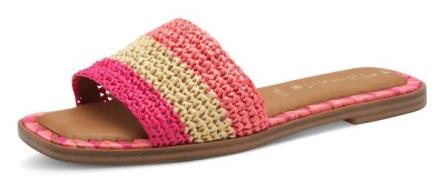 Tamaris Slippers , blokhak, zomerschoen, strandschoen, tweekleurige bi...