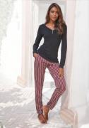 Lascana Pyjama met geribd shirt met lange mouwen (2-delig, 1 stuk)