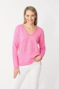 Zwillingsherz Sweatshirt met rafelige v-halslijn in vintage-look