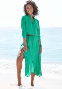 Lascana Jurk met overhemdkraag Cover-Up gemaakt van crêpe viscose, max...