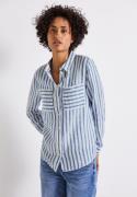 STREET ONE Blouse met lange mouwen in strepen design en als puur linne...