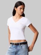 Calvin Klein T-shirt A- SS WOVEN LABEL RIB VNECK TEE