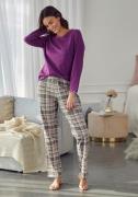 Lascana Pyjama met flanellen broek in ruitpatroon (2-delig, 1 stuk)