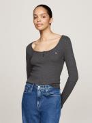 Tommy Jeans Curve Henleyshirt TJW MELANGE HENLEY LS EXT met diepe rond...