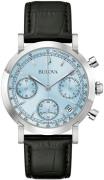 Bulova Chronograaf Quartzhorloge, horloge, herrenuur, leren band, anal...