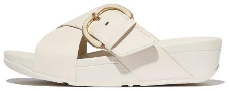 Fitflop Slippers LULU RESIN-BUCKLE LEATHER CROSS SLIDES
