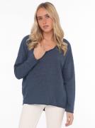 Zwillingsherz Sweatshirt "Positive Mind" met v-halslijn in used look e...