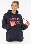 Zwillingsherz Hoodie Smile More met vrolijke borduursel en neonboord