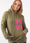 Zwillingsherz Hoodie met geborduurd neonhart op de mouw en "love"-schr...