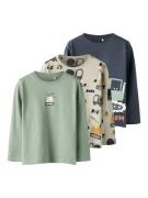 Name It Shirt met lange mouwen NMMNIKO 3P LS TOP (set, 3-delig)