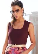 Lascana Geribde tanktop met vierkante halslijn, elastisch dametop, bas...