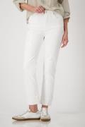 Monari Straight jeans met glittersteentjes en destroyed-effecten