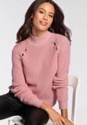 Melrose Trui met staande kraag met cut-outs en knoopdetails