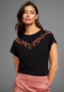 Laura Scott Shirt met ronde hals aangesneden korte mouwen, figuurvolge...