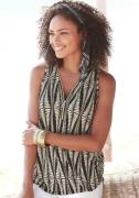 Lascana Strandtop met ritsdetail en alloverprint, zomers blousetop