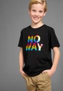 KIDSWORLD T-shirt Spreukshirt: NO WAY met coole folieprint
