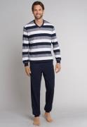 Schiesser Pyjama Dark sapphire met blokringetjes (2-delig)