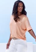 Lascana Shirt met ronde hals Met brede mouwomslag van zacht viscose-fi...
