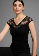 Melrose Kanten shirt getailleerde snit, elastisch materiaal, met kantb...