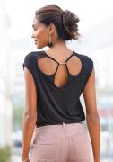 Lascana Shirt met ronde hals met cut-outs op de rug, shirt met korte m...