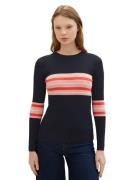 Tom Tailor Denim Trui met ronde hals met colorblocking en rib-structuu...
