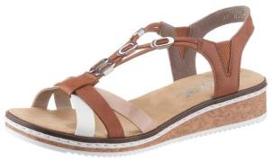 Rieker Sandalen zomerschoen, sandaal, sleehak, met accessoires versier...