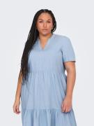 ONLY CARMAKOMA Mini-jurk CARTIRI-CARO S/S V-NECK LIN DRESS TLR