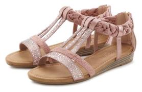 Lascana Sandalen Zomerschoen, sandaal met glinsterende steentjes en kl...