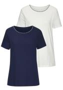 Vivance T-shirt Met modieuze contrastborduursel (Set van 2)